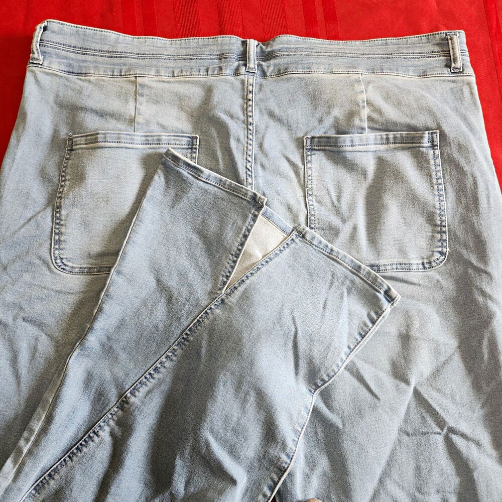 G by Giuliana The Flare Jeans Size 24W Light Wash Blue Front Seam Ankle Slit NWT